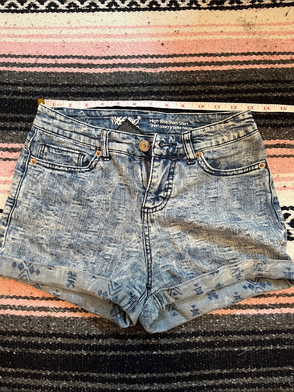 High-Waist Distressed Blue Denim Shorts